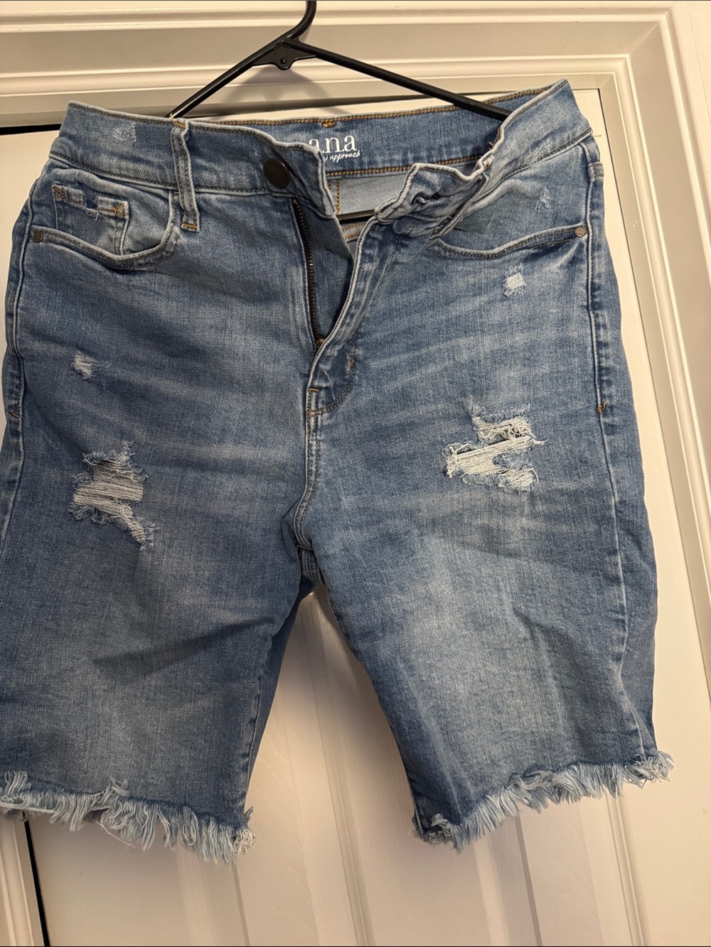 a.n.a Light Blue Distressed Denim Shorts